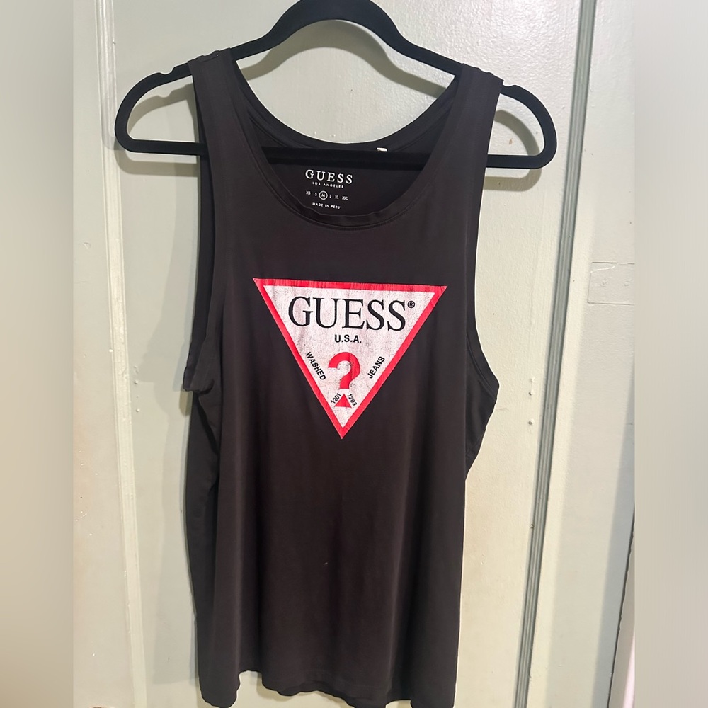 Men’s Black Guess Logo Tank Top Size Medium